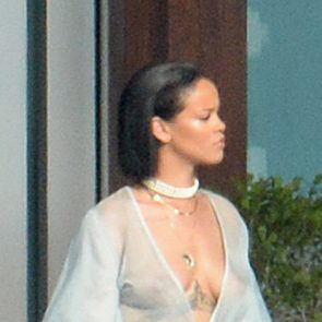 rihanna in transparent dress