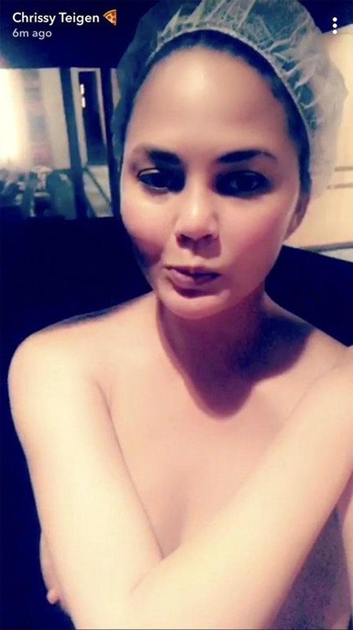 Chrissy Teigen nip slip on snapchat video